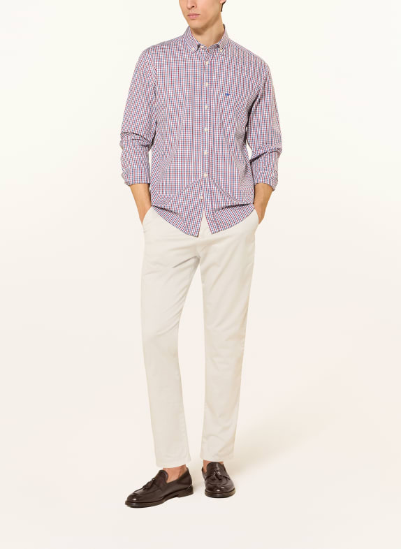 FYNCH-HATTON Overhemd Regular Fit DONKERROOD / BLAUW / WIT