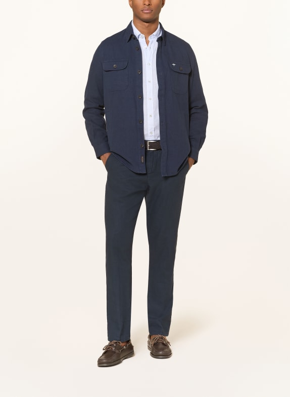 FYNCH-HATTON Overshirt met linnen DONKERBLAUW