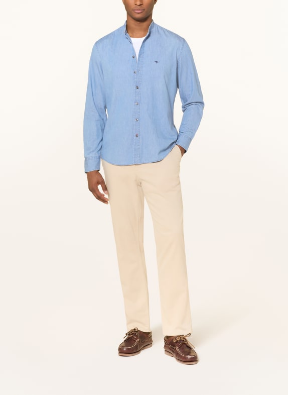 FYNCH-HATTON Regular fit spijkerblouse met opstaande kraag BLAUW