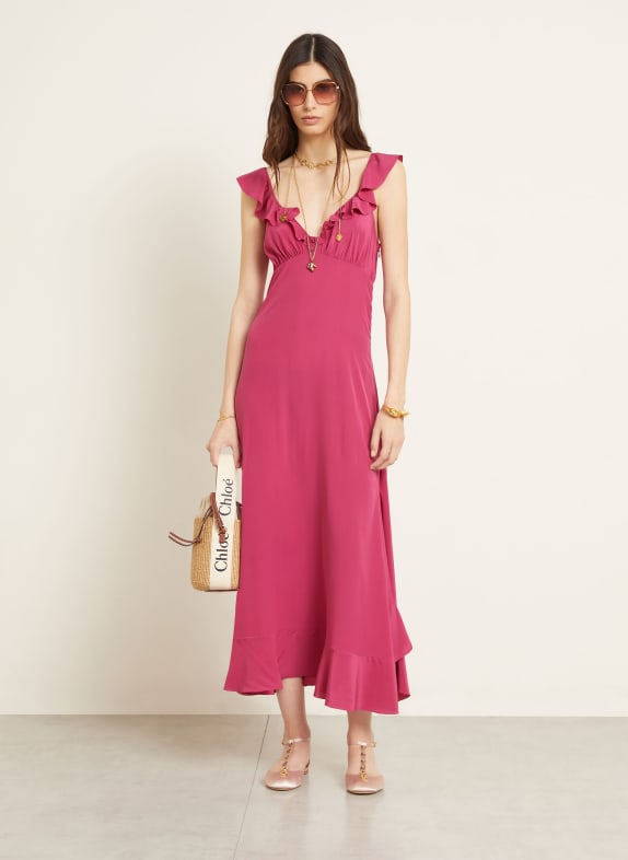 Chloé robe en soie ROSE FUCHSIA