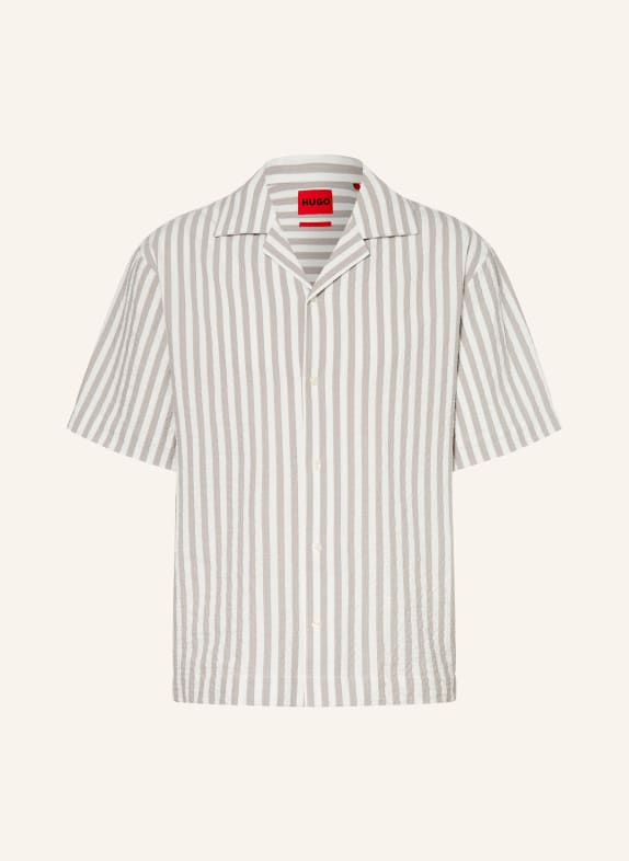 HUGO Koszula wypoczynkowa ESPINO Comfort Fit SZAROBRĄZOWY / ECRU