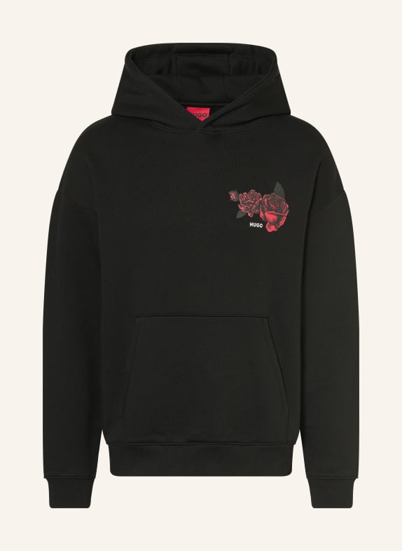 HUGO Bluza z kapturem oversize DAGETHOOD CZARNY