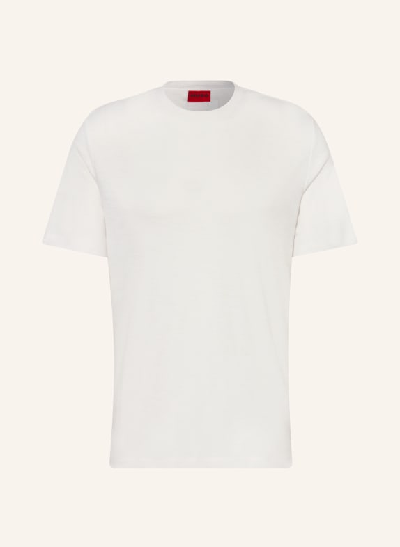 HUGO T-Shirt DULEROSTEE mit Leinen WEISS