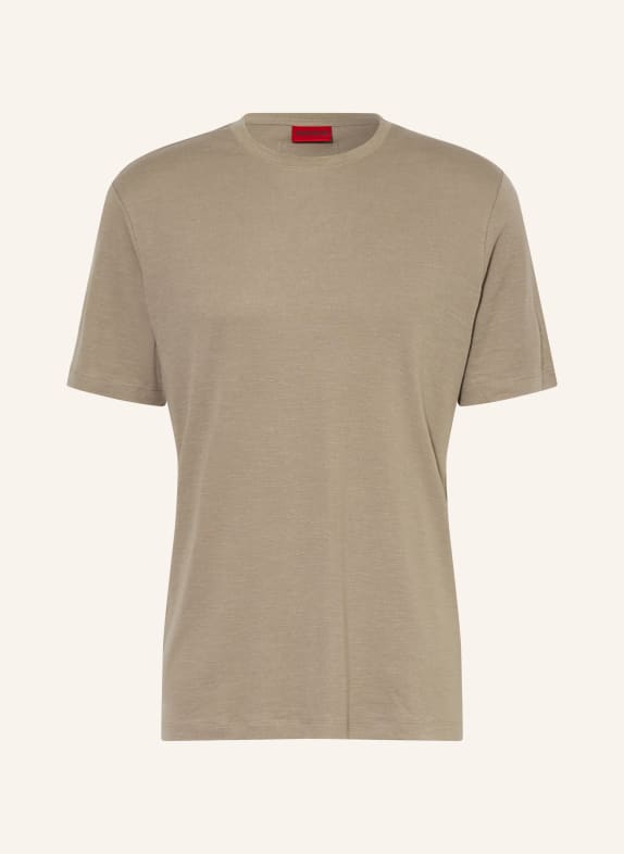 HUGO DULEROSTEE T-shirt with linen TAUPE