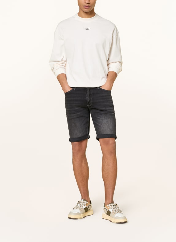 HUGO Jeansshort 634 Tapered Fit ZWART
