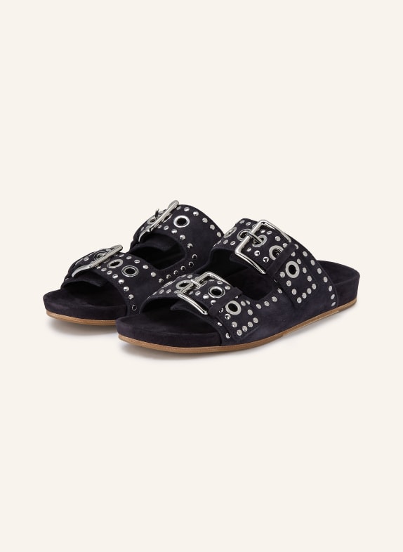 KENNEL & SCHMENGER LOVE mules with studs DARK BLUE / SILVER