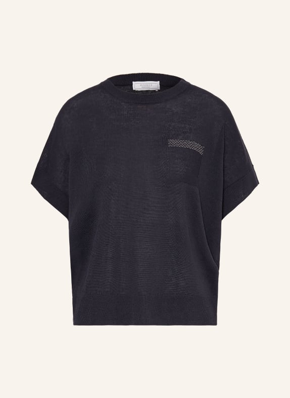 PESERICO Sweter z dzianiny z lnem GRANATOWY