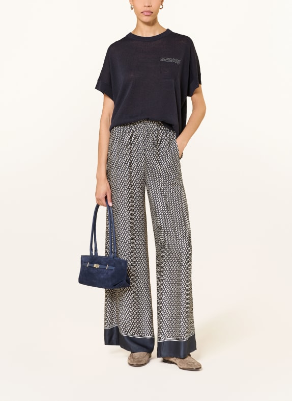 PESERICO Gebreid shirt met linnen DONKERBLAUW