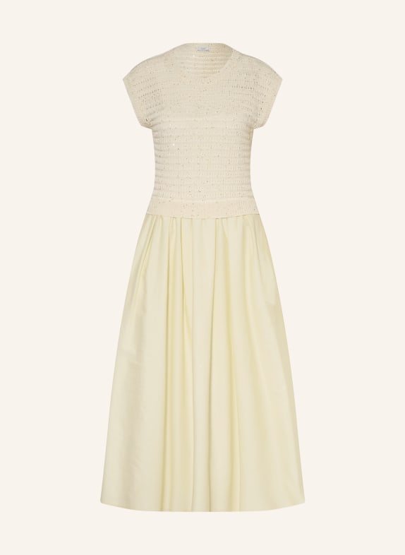 PESERICO Kleid im Materialmix mit Pailletten HELLGELB