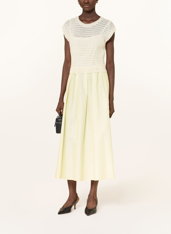 PESERICO Šaty z kombinace materiálů s flitry TMAVĚ ŽLUTÁ