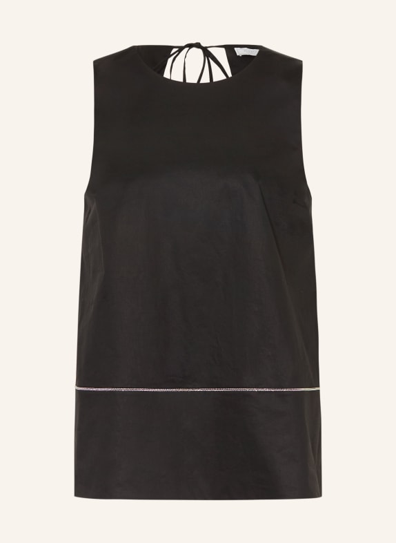 PESERICO Blůza s ozdobnými kamínky ČERNÁ