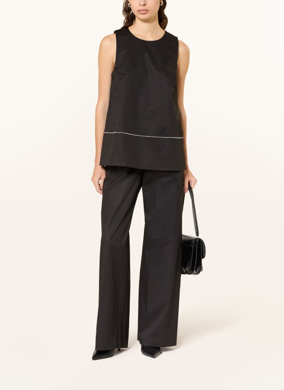 PESERICO Blouse met sierstenen ZWART