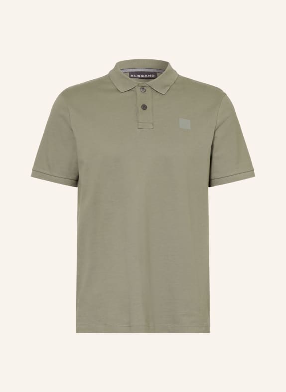 ELBSAND Koszulka polo z pikowanym wzorem HOLMS Regular Fit OLIWKOWY