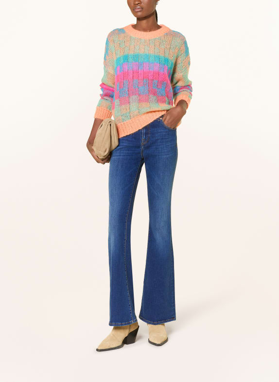 CARTOON Pullover mit Mohair HELLGRÜN / PINK / ORANGE