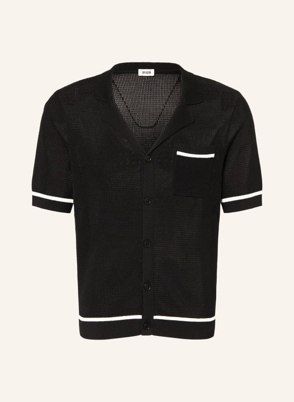 DRYKORN Strickhemd FLAVIRO Relaxed Fit SCHWARZ / WEISS