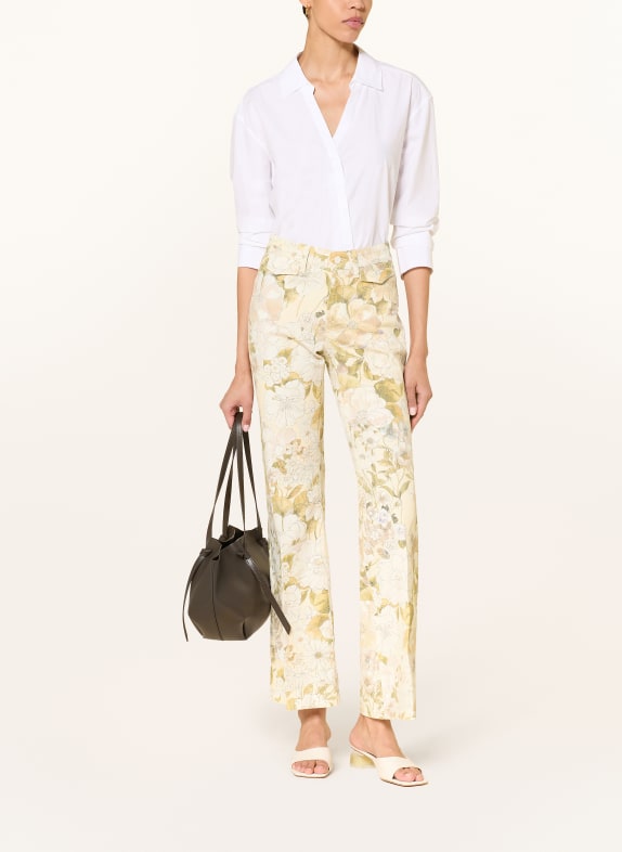 CAMBIO Bootcut-broek FABIENNE CRÈME / LICHTBRUIN / OLIJF