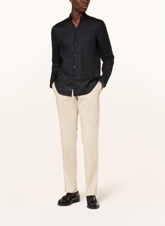 van Laack Linnen overhemd VL-RUDO-K Slim Fit met opstaande kraag DONKERBLAUW