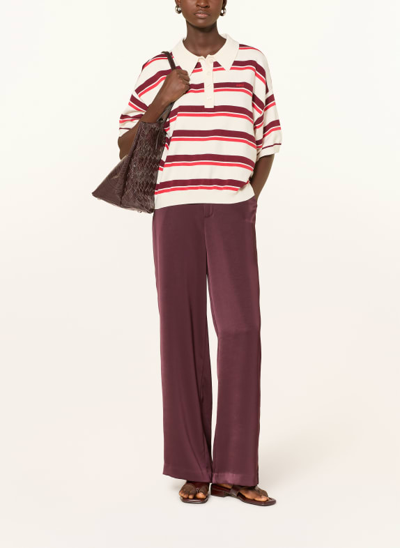 GESTUZ Gebreid poloshirt GZTAIA CRÈME / DONKERROOD / ROOD
