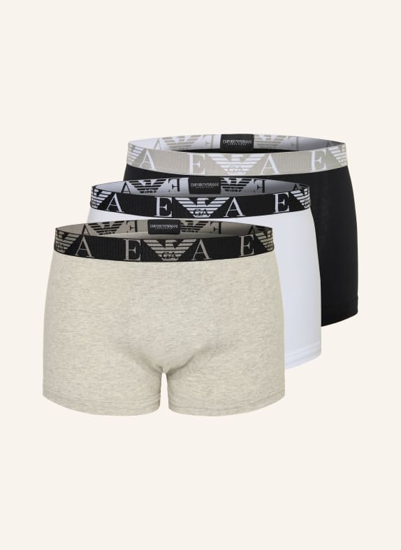EMPORIO ARMANI 3er-Pack Boxershorts SCHWARZ / HELLGRAU / WEISS