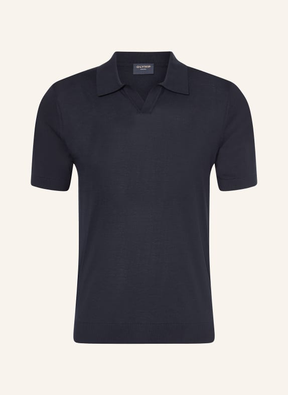 OLYMP Strick-Poloshirt DUNKELBLAU