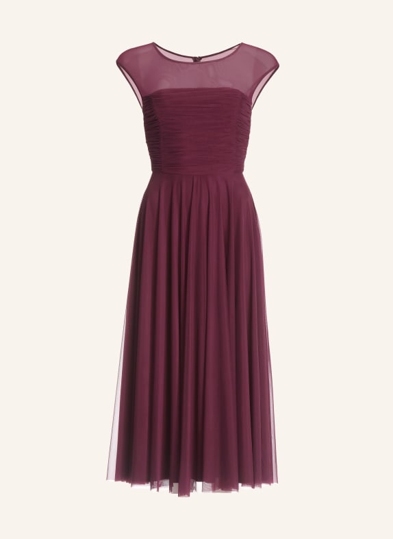 SWING Koktejlové šaty ze síťoviny TMAVĚ ČERVENÁ