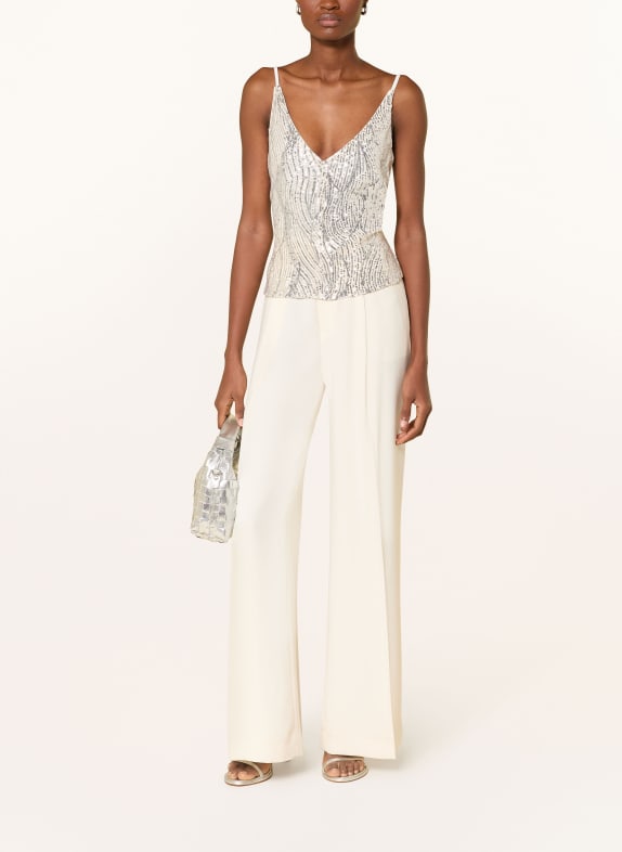 SWING Top met pailletten CRÈME / ZILVER