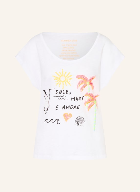 Grace T-shirt à paillettes BLANC / ORANGE FLUO / JAUNE