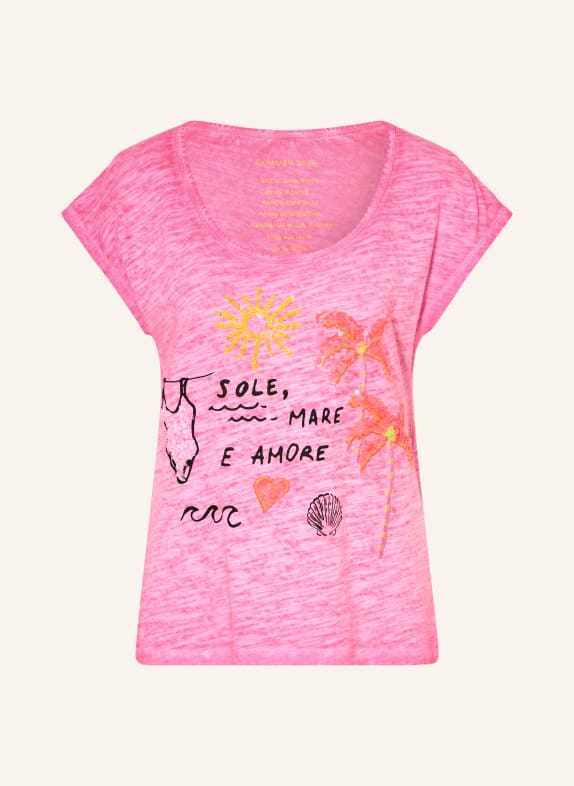 Grace T-shirt à paillettes ROSE / ORANGE FLUO / NOIR