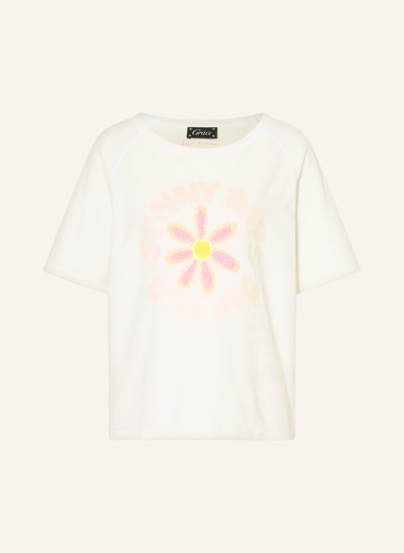 Grace T-Shirt aus Frottee mit Pailletten ECRU / NEONPINK / NEONORANGE