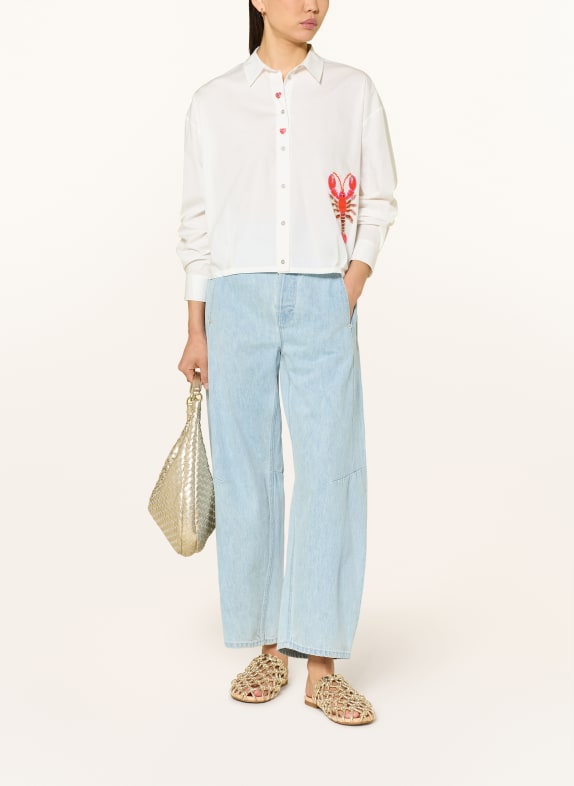 Grace Skjortblus med paljetter och strass ECRU / SILVER / RÖD