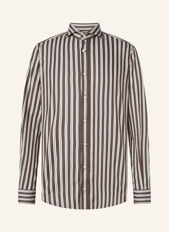 windsor. Košile LANO Shaped Fit TMAVĚ HNĚDÁ / BÍLÁ / ČERNÁ