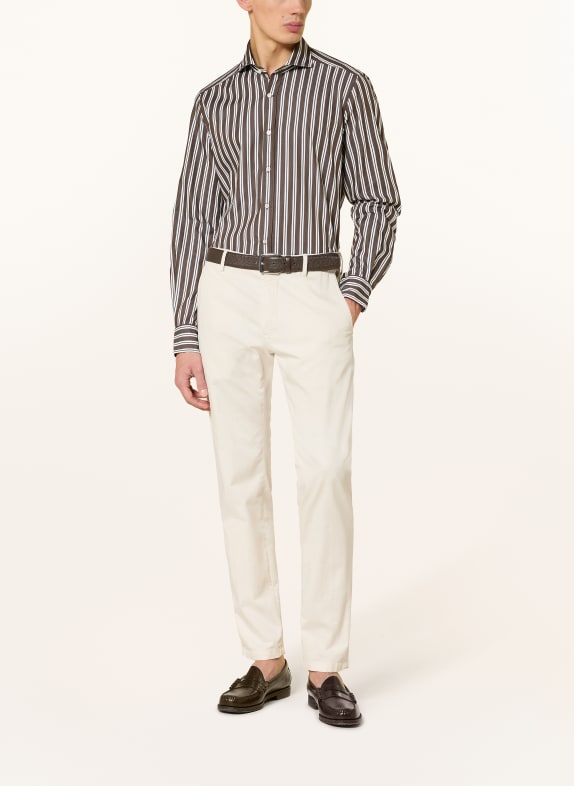 windsor. Overhemd LANO Shaped Fit MARRON FONCÉ / WIT / ZWART