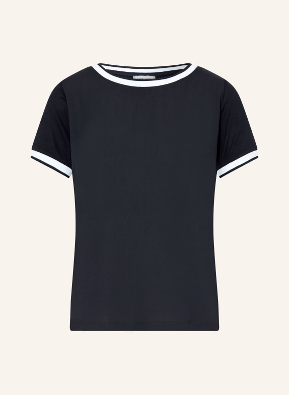 MORE & MORE Tričko z kombinace materiálů TMAVĚ MODRÁ / BÍLÁ