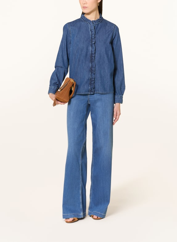 MORE & MORE Bluză din denim cu volane ALBASTRU