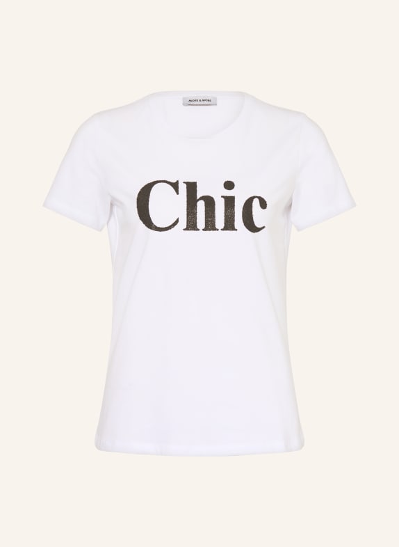 MORE & MORE Tričko s ozdobnými kameny BÍLÁ / ČERNÁ