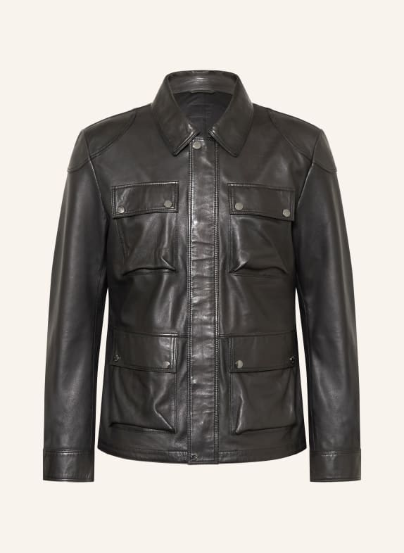 MILESTONE Kožená bunda MSALEXIS ČERNÁ