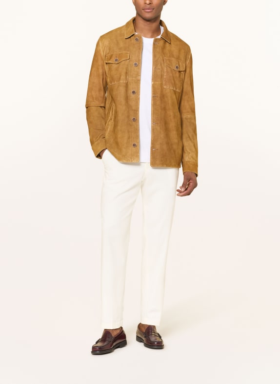 MILESTONE Leather jacket MSBIANCO COGNAC