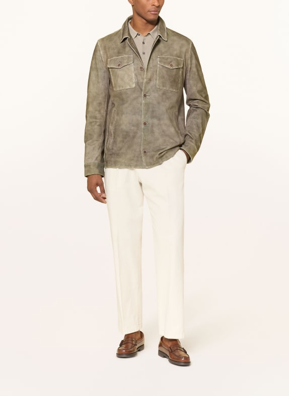MILESTONE Leather jacket MSBIANCO TAUPE