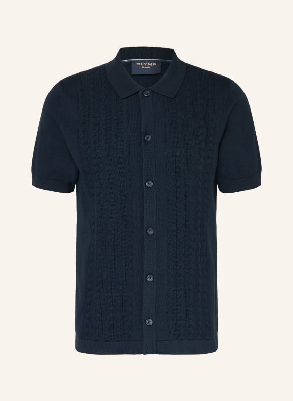 OLYMP Pletená košile Casual regular fit TMAVĚ MODRÁ