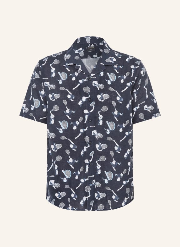 OLYMP Resorthemd comfort fit mit Leinen DUNKELBLAU / HELLBLAU / WEISS