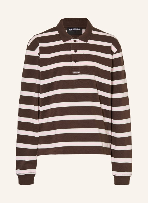 WRSTBHVR Jersey polo shirt SETH DARK BROWN / PINK / WHITE