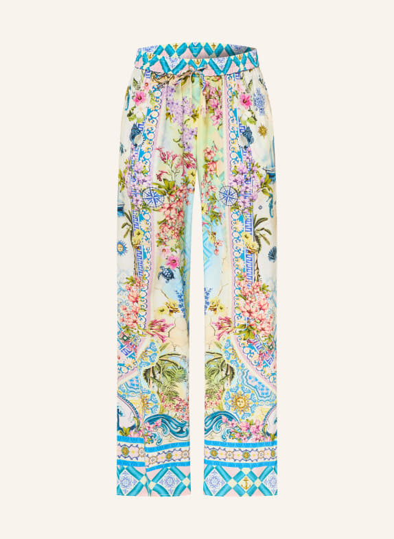 Princess GOES HOLLYWOOD Hedvábné kalhoty Marlene REŽNÁ / RŮŽOVÁ / TMAVĚ MODRÁ