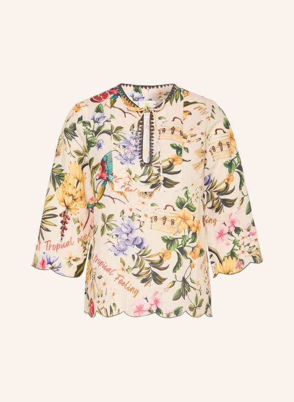 Princess GOES HOLLYWOOD Blusenshirt aus Leinen mit 3/4-Arm BEIGE / DUNKELGELB / GRÜN