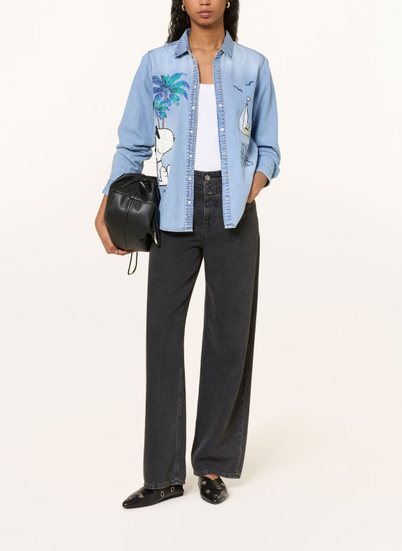 Princess GOES HOLLYWOOD Jeansbluse mit Schmuckperlen HELLBLAU / WEISS / SCHWARZ