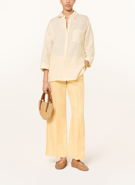 WEEKEND Max Mara Hemdbluse PANETTO aus Leinen mit 3/4-Arm HELLGELB / CREME