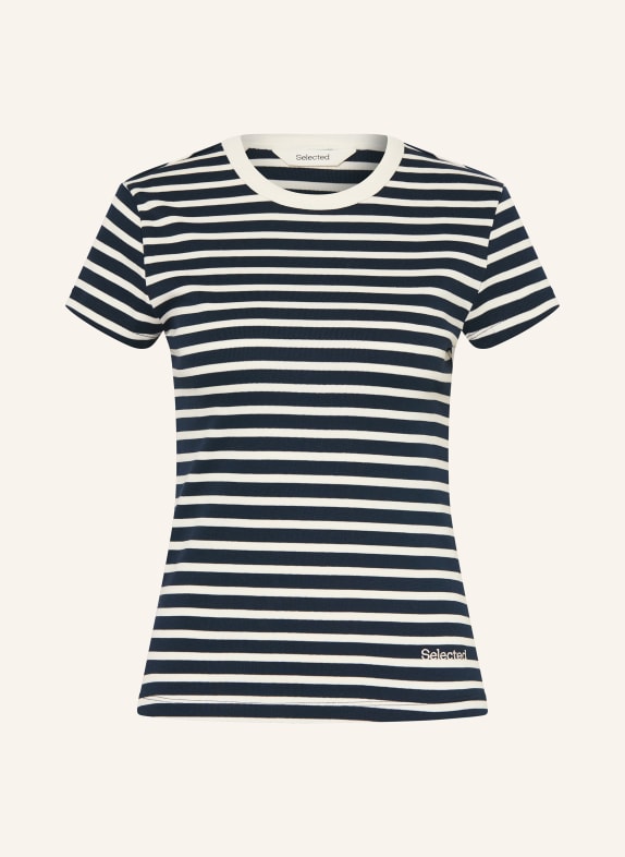 SELECTED Femme tričko KRÉMOVÁ / TMAVĚ MODRÁ