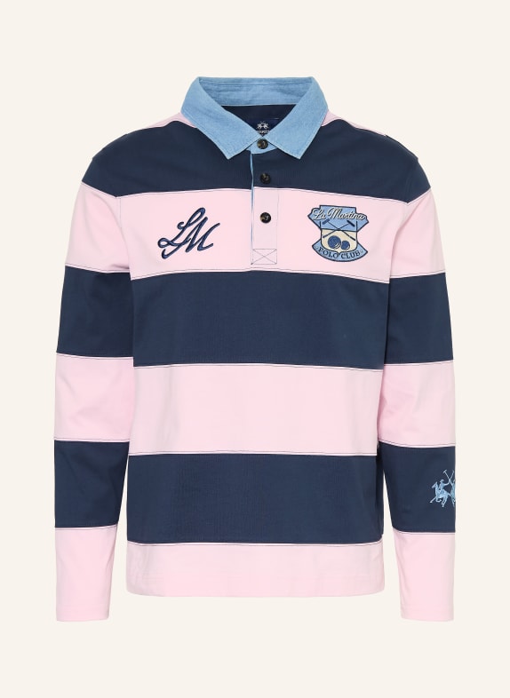 LA MARTINA rugbyové tričko TMAVĚ MODRÁ / RŮŽOVÁ / TMAVĚ MODRÁ