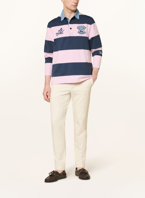 LA MARTINA rugbyshirt DONKERBLAUW / ROSÉ / LICHTBLAUW