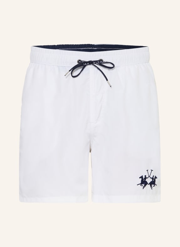 LA MARTINA Badeshorts WEISS / DUNKELBLAU