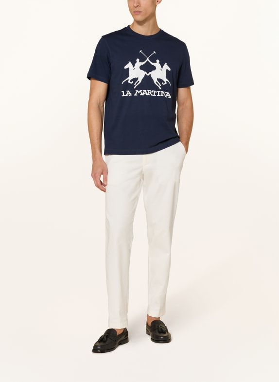 LA MARTINA T-shirt DONKERBLAUW / WIT